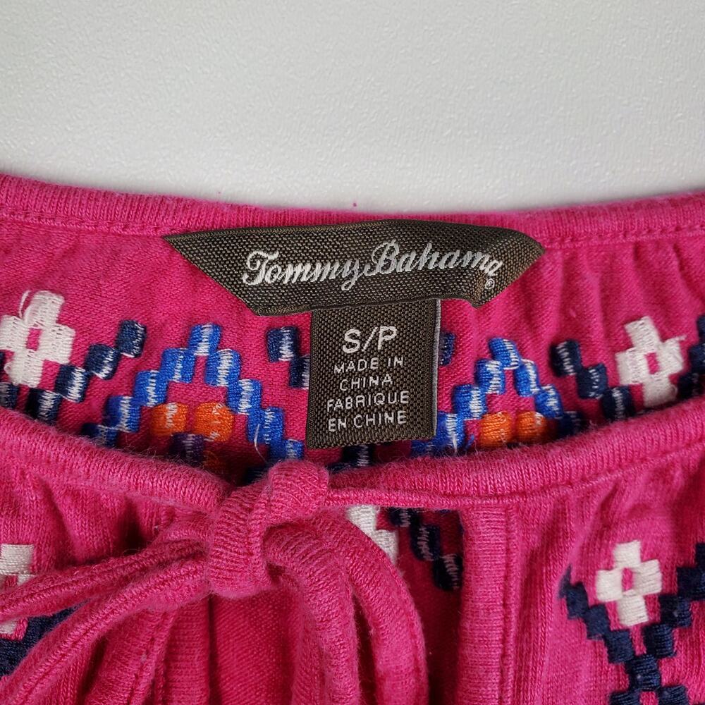 Tommy Bahama Embroidered Dress Swim Cover Tie Neck Pink Sz S - Picture 6 of 9